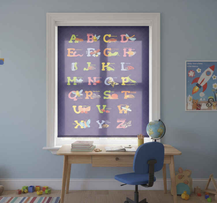 Cortina roller infantil abc en inglés - TenVinilo