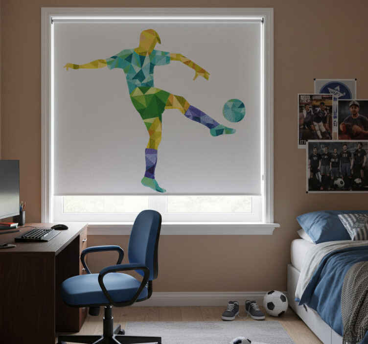Estor enrollable juvenil ilustración geométrica fútbol - TenVinilo