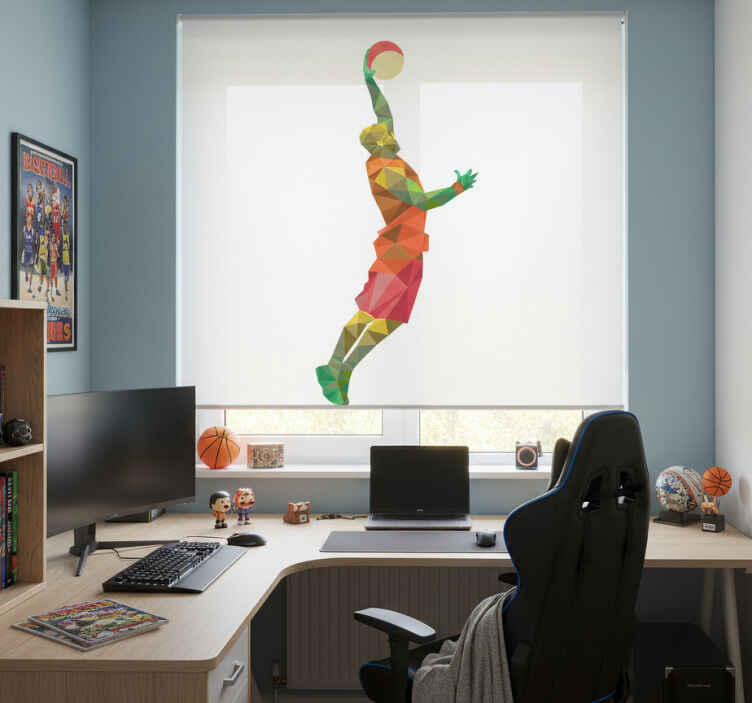 Estor enrollable juvenil jugador de baloncesto geométrico - TenVinilo