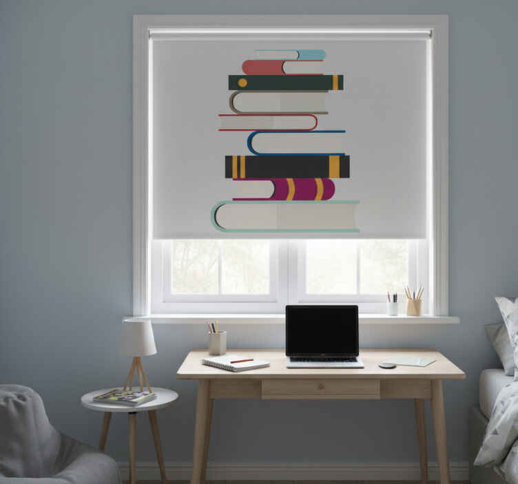 Estor enrollable juvenil adhesivo libros apilados - TenVinilo