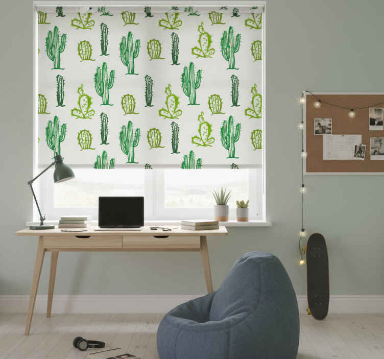 Estor enrollable juvenil mueble patrón cactus - TenVinilo