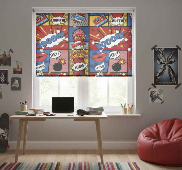 Estor enrollable juvenil puerta cómic pop art - TenVinilo