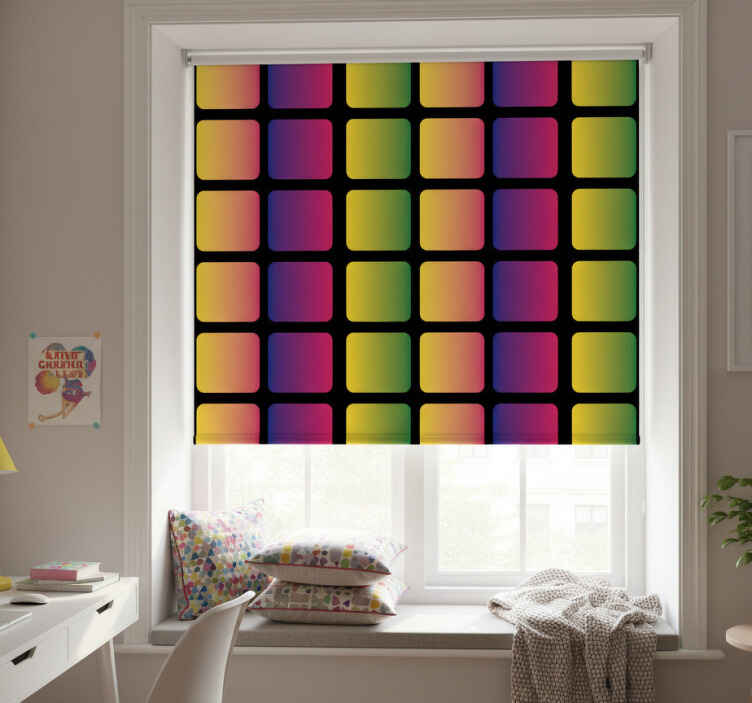 Estor enrollable juvenil cuadrados geométricos arcoiris - TenVinilo
