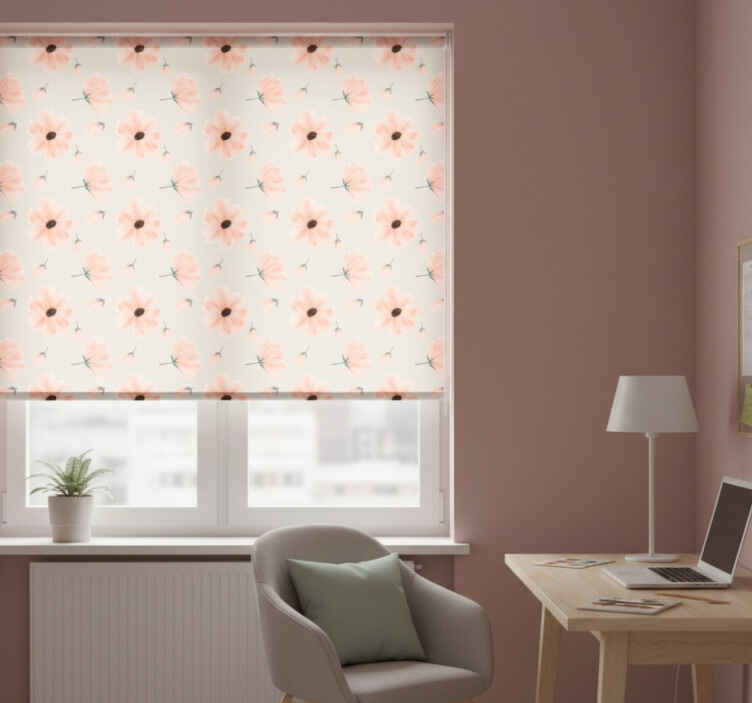 Rollo fenster beige mit großen blumen aquarellmuster - TenStickers