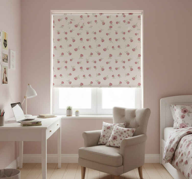 Rollo fenster beige mit romantischem vintage-rosenmuster - TenStickers