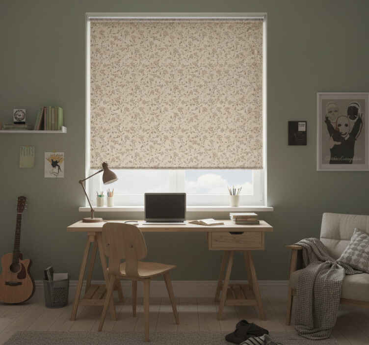 Rollo fenster beige mit braunem vintage-rosenmuster - TenStickers