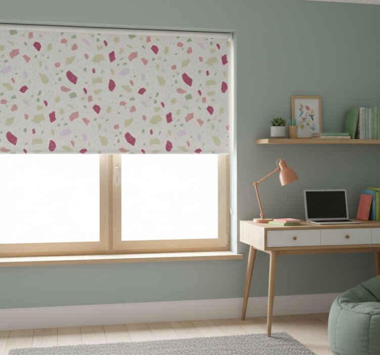 Biała roleta w pastelowy, nieregularny terrazzo - TenStickers