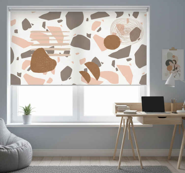 Biała roleta w pastelowym terrazzo z figurami - TenStickers