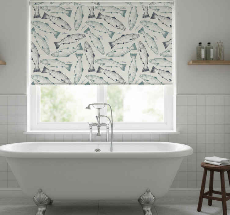 Toile fenêtre salle de bain poisson saumon - TenStickers