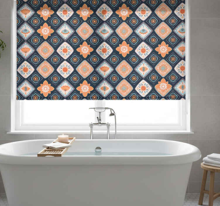 Toile fenêtre salle de bain carreaux mini abstraits - TenStickers