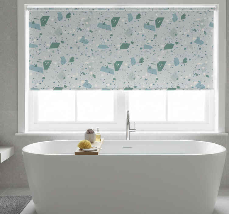 Toile fenêtre salle de bain terrazzo bleu et blanc - TenStickers