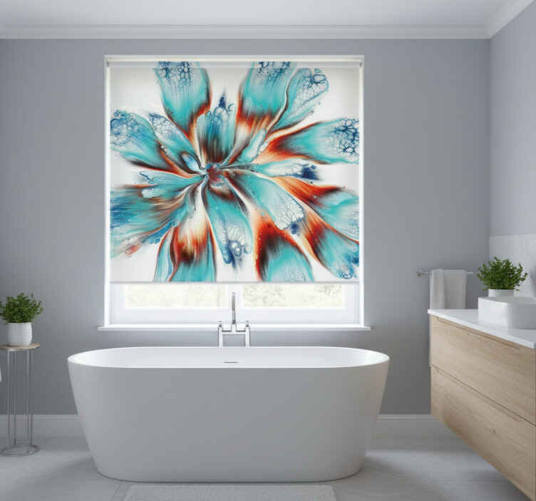 Toile fenêtre salle de bain fleurs colorées modernes - TenStickers