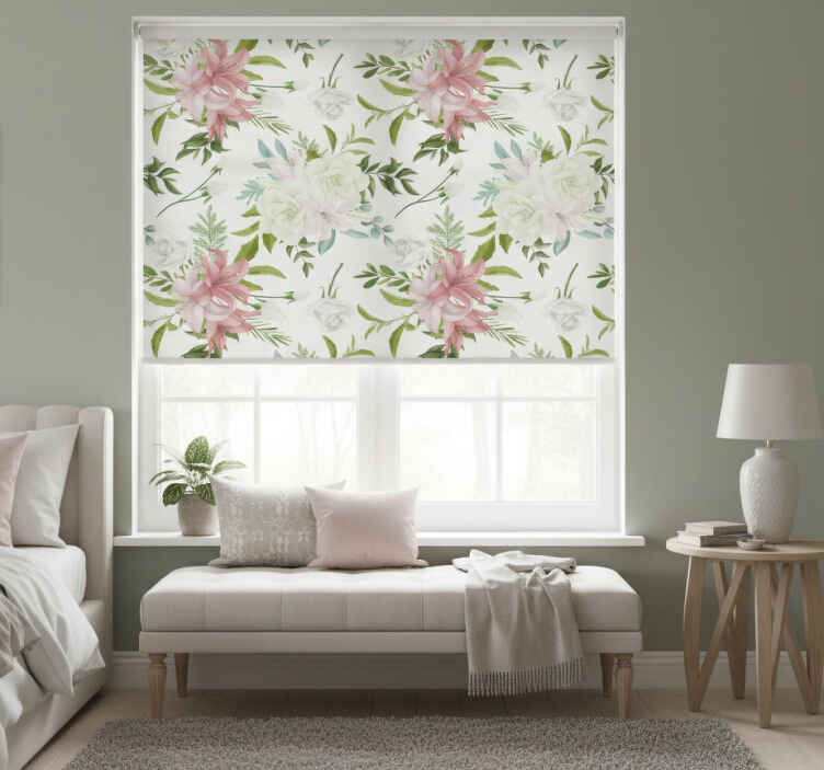 Flower roller blind minimalist realistic garden - TenStickers