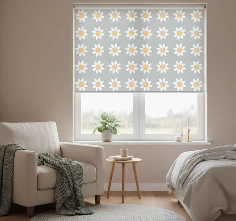 Flower roller blind with daisy pattern - TenStickers