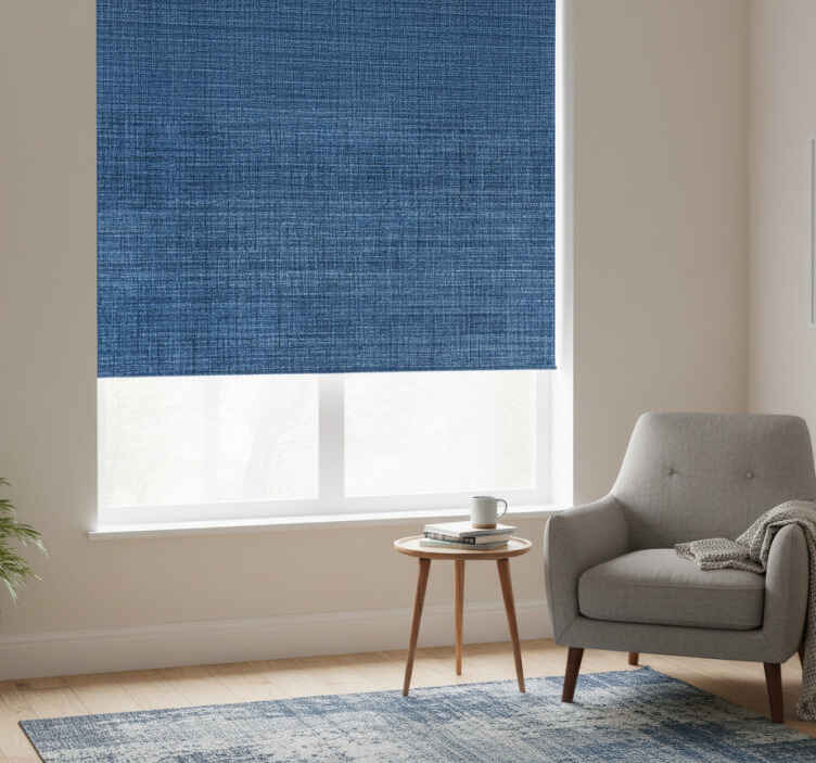 Cortina roller textura efecto tela azul - TenVinilo