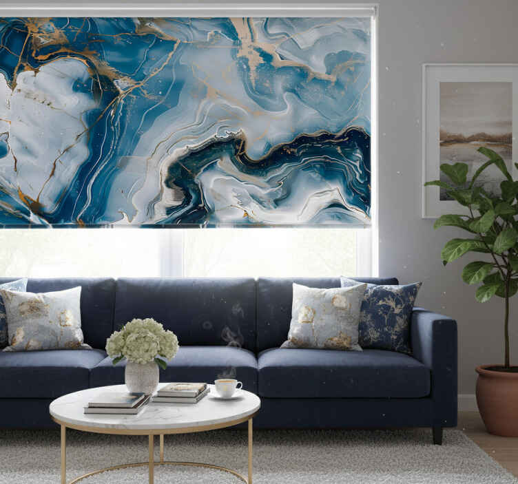 Cortina roller textura azul marino y blanca - TenVinilo
