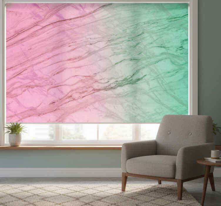 Cortina roller textura color rosa y verde pastel - TenVinilo