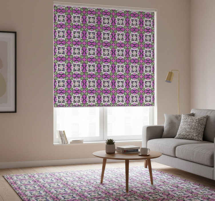 Toile fenêtre vintage carreau hydraulique rose - TenStickers