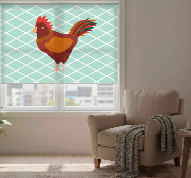 Toile fenêtre animaux coq rouge de profil - TenStickers