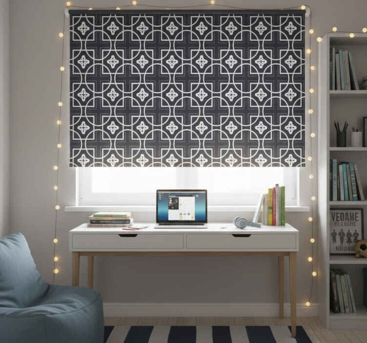 Rollo fenster schwarz mit geometrischem fliesenmuster - TenStickers