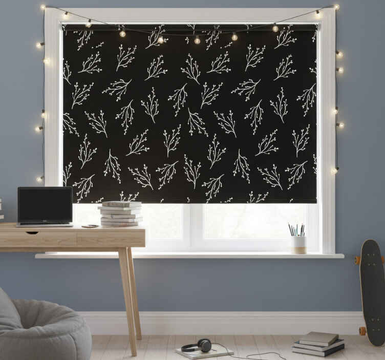 Rollo fenster schwarz nordic schwarz-weiß zweige - TenStickers