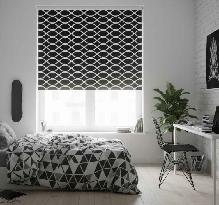 Rollo fenster schwarz im monochromen ovalen design - TenStickers