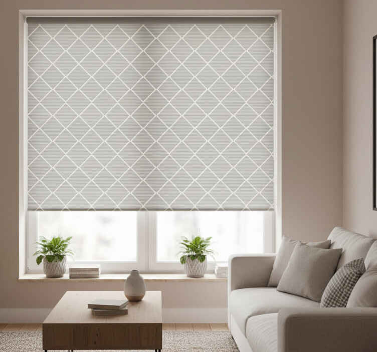 Grey roller blind with irregular gray diamonds - TenStickers
