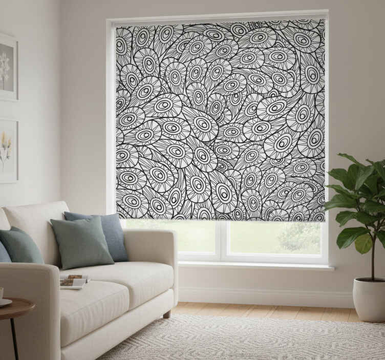 Toile fenêtre gris ornement paon - TenStickers