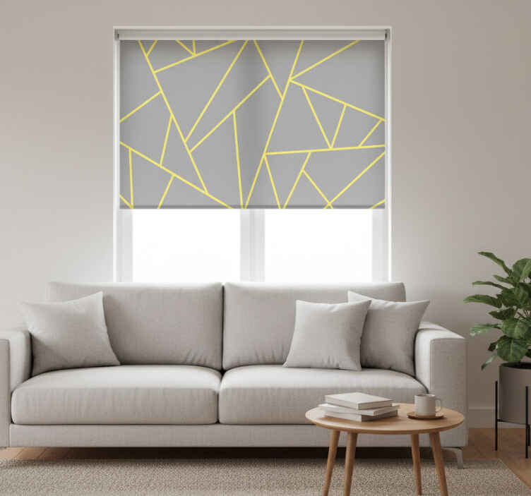 Toile fenêtre gris motifs triangles pantone deux - TenStickers