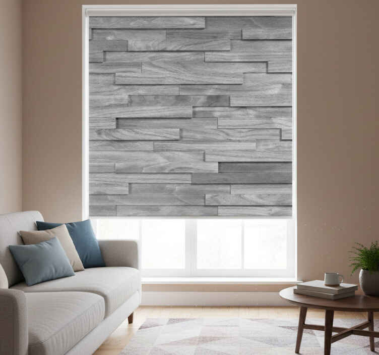 Toile fenêtre gris texture de grandes planches en bois - TenStickers
