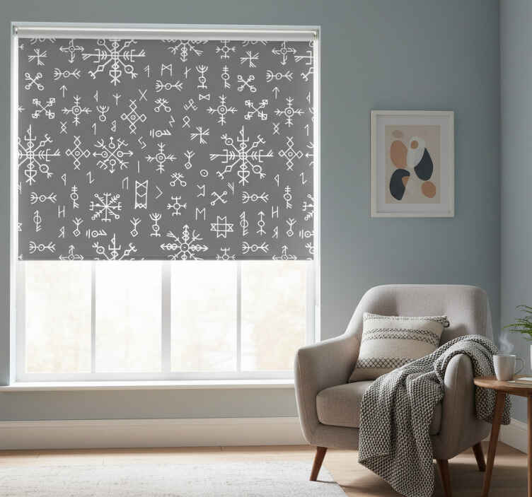 Toile fenêtre gris design nordique gris et blanc - TenStickers