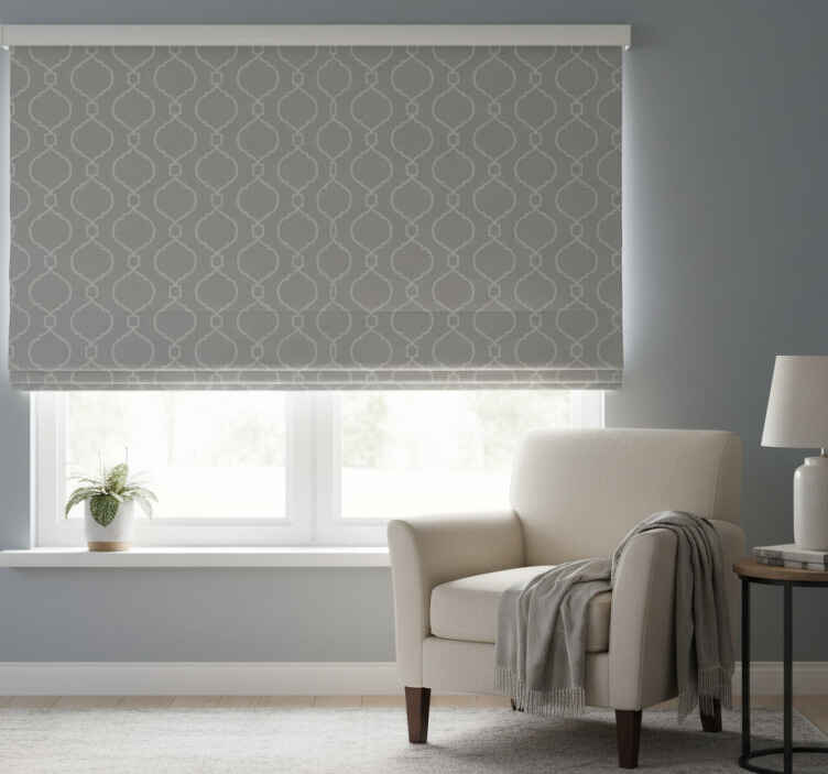 Toile fenêtre gris motif géométrique hamptons - TenStickers