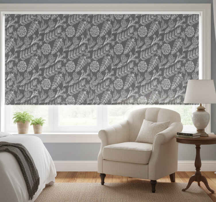 Store enrouleur gris motif jardin provincial - TenStickers
