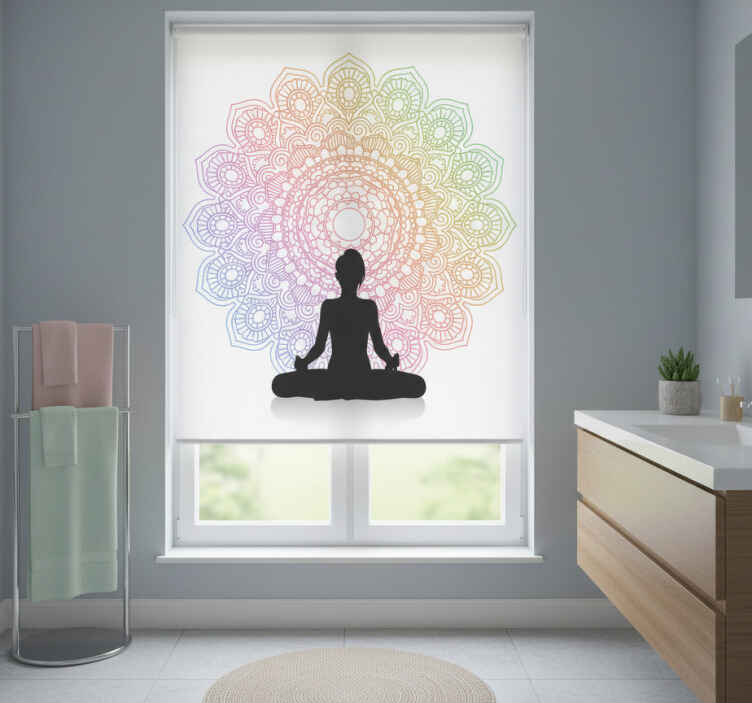 Estor enrollable baño mandala de yoga arcoíris - TenVinilo