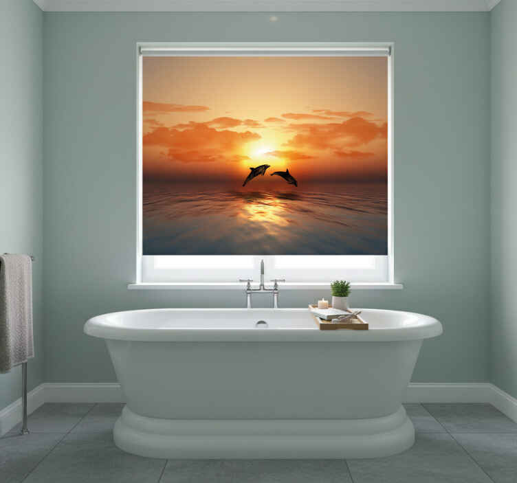 Estor enrollable baño 3d delfines nadando - TenVinilo