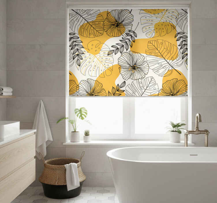 Estor enrollable baño estilo nórdico planta tropical - TenVinilo