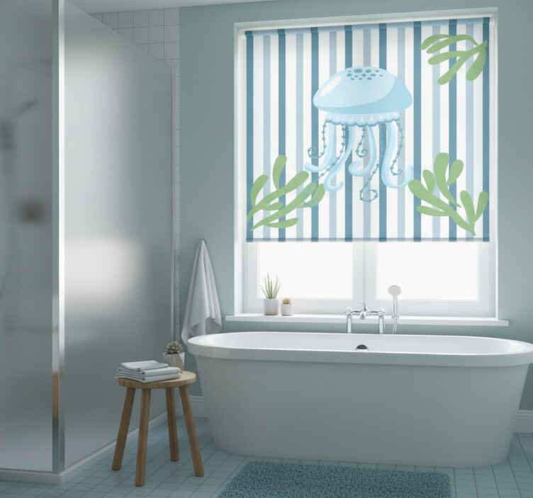 Estor enrollable baño medusas azules - TenVinilo