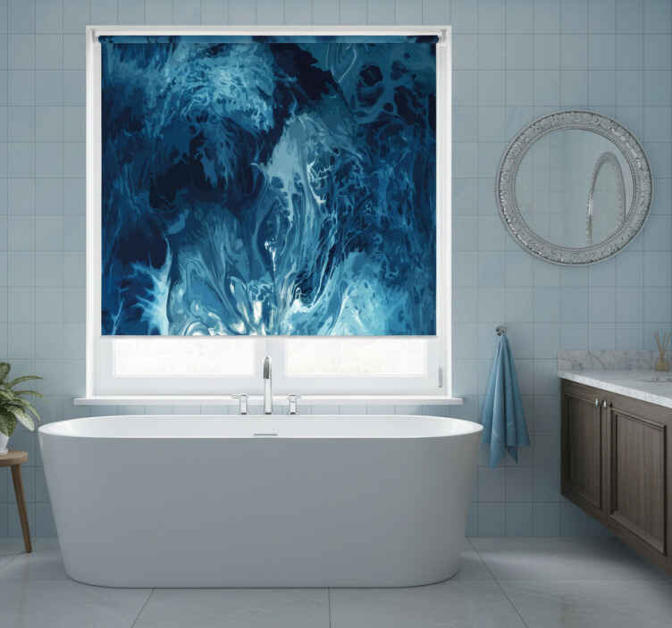 Estor enrollable baño olas acuareladas azules - TenVinilo