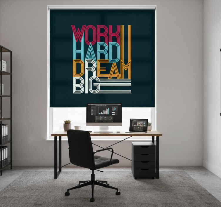 Toile fenêtre bureaux travaillez dur, rêvez grand - TenStickers
