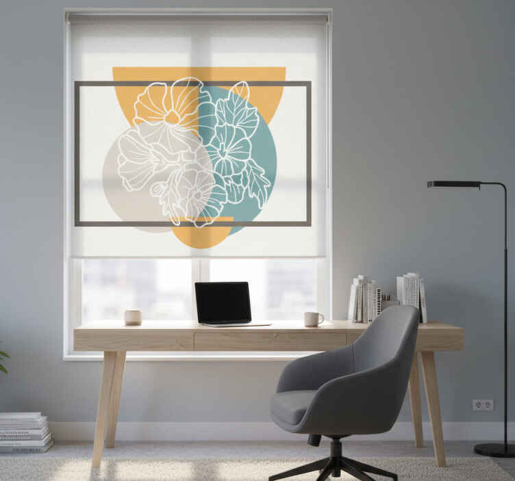 Toile fenêtre bureaux rectangle minimaliste et fleurs - TenStickers