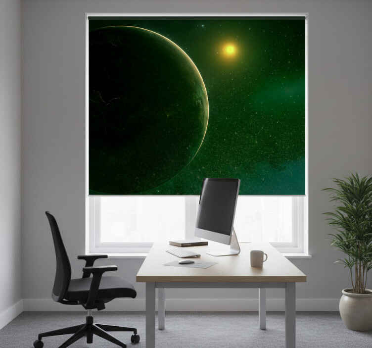 Vihreä planeetta satelliittiavaruusdesign rullaverho - Tenstickers