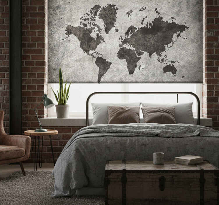 Rollo fenster weltkarte im industrie-design - TenStickers