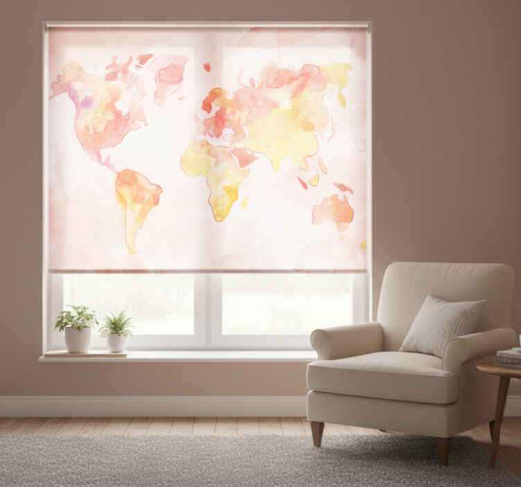 Estore de rolo do mapa mundial mapa mundi aquarela pastel - TenStickers
