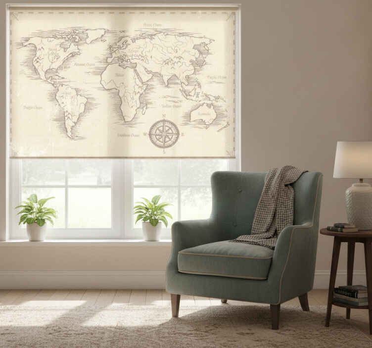 Estore de rolo do mapa mundial mapa-múndi vintage - TenStickers