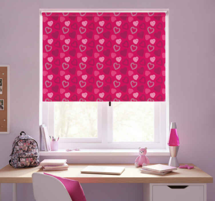 Fucsia hearts teenage bedroom roller blind - TenStickers