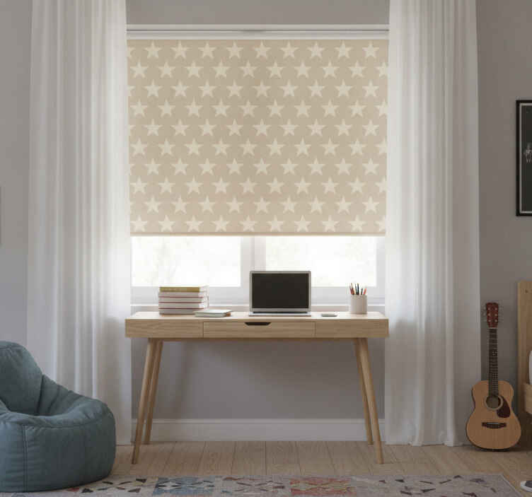 Rullegardin ungdom med beige stjerner mønster - Tenstickers