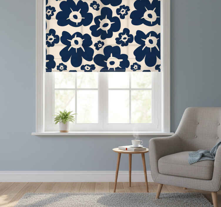 Estor de flores papoila azul escura - TenStickers