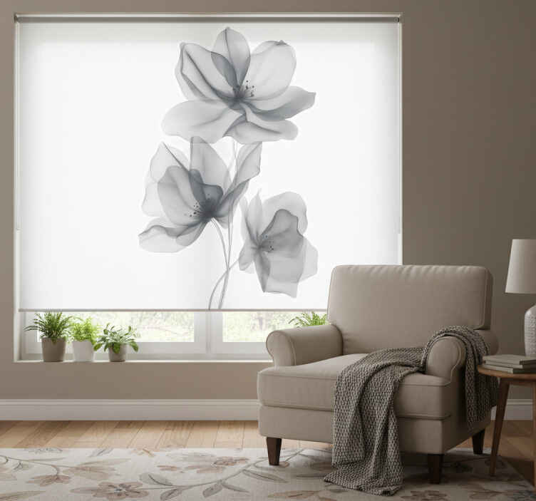 Estor de flores cinzas translúcidas - TenStickers