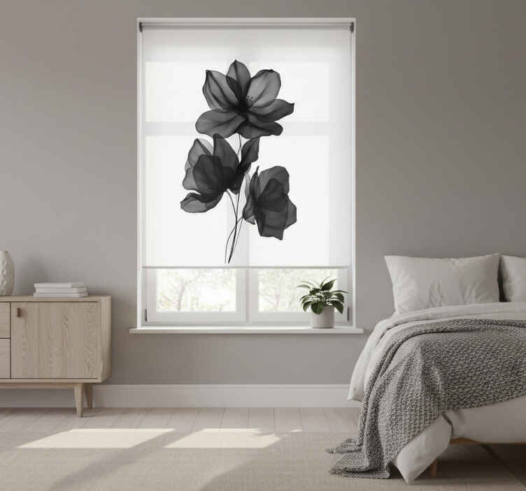 Rollo fenster blumen in schwarz transparent - TenStickers