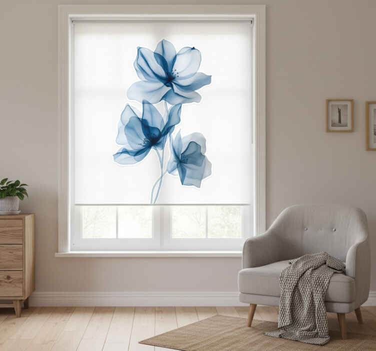 Rollo fenster blumen in blau transparent - TenStickers